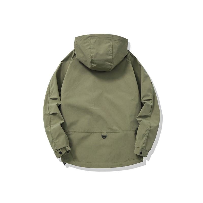Unisex Technical Utility Field Jacket with Hood and Multiple Zipper Pockets Mune Fashion
