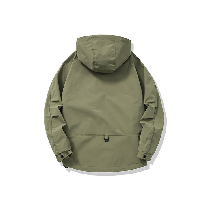 Unisex Technical Utility Field Jacket with Hood and Multiple Zipper Pockets Mune Fashion