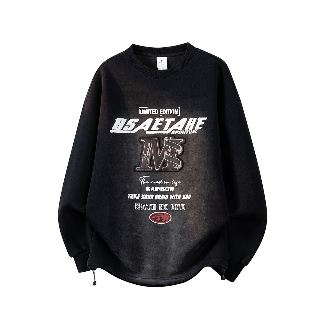 Men's Oversize Sweatshirt with Allover Print, Round Neckline & Drawstring Hem Mune Fashion