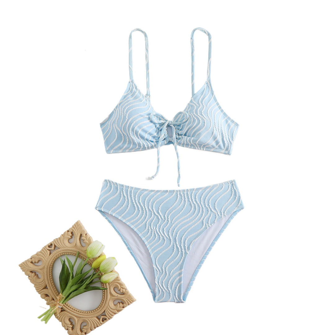 Ladies Two-Piece Bikini with Playful Wave Pattern Mune Fashion