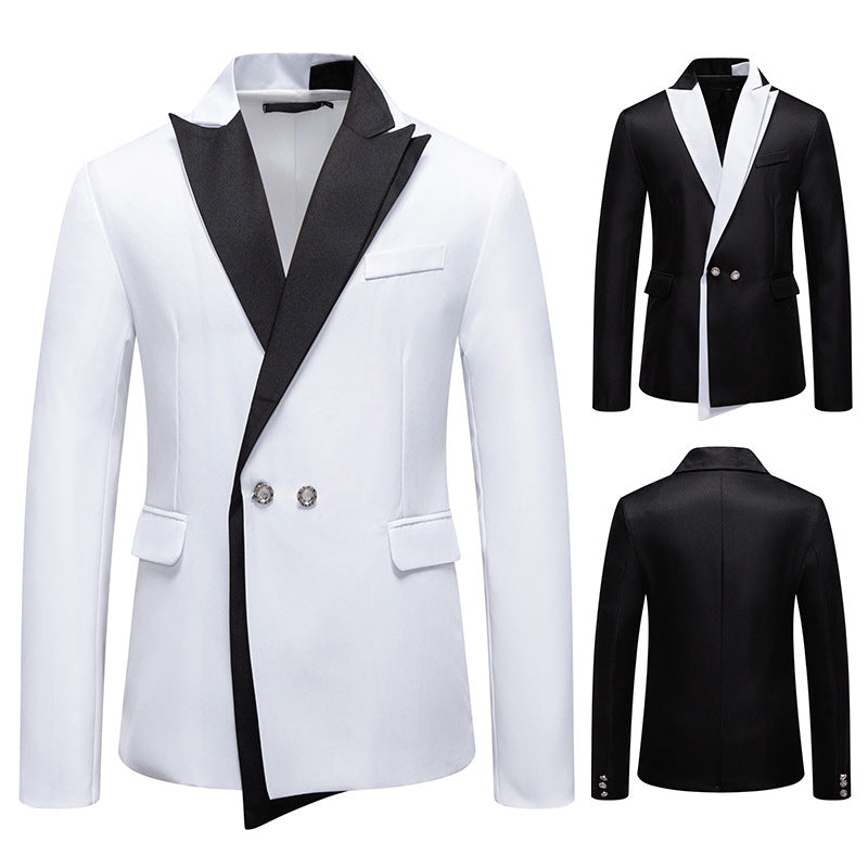 Men's Double-Breasted Tuxedo Jacket with Contrasting Shawl Collar Mune Fashion