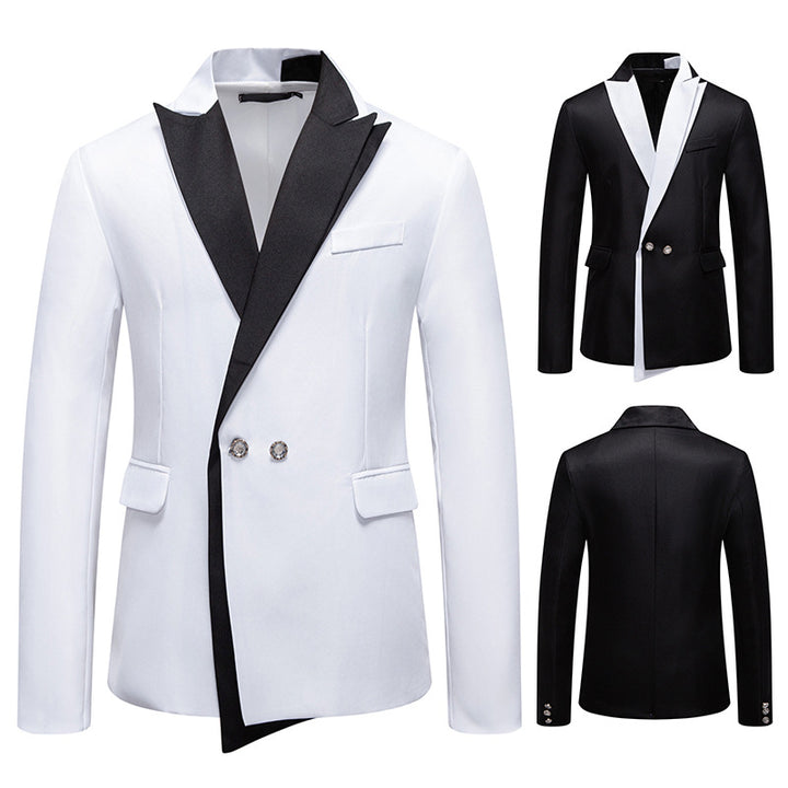Men's Double-Breasted Tuxedo Jacket with Contrasting Shawl Collar Mune Fashion