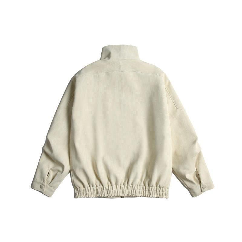 Unisex Short Cropped Boxy Blouson Jacket with Funnel Collar, Epaulettes and Waist Belt Mune Fashion