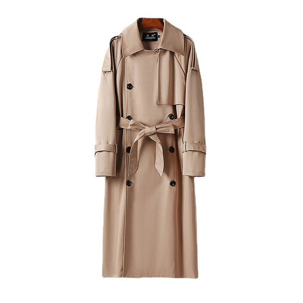 Men's Long Double-Breasted Trench Coat with Waist Belt, Epaulettes and Classic Shawl Collar Mune Fashion