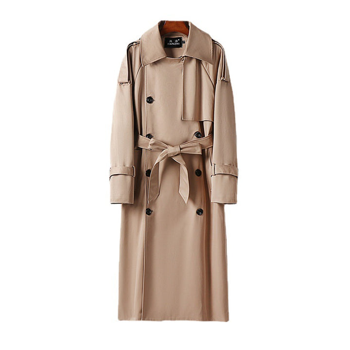 Men's Long Double-Breasted Trench Coat with Waist Belt, Epaulettes and Classic Shawl Collar Mune Fashion