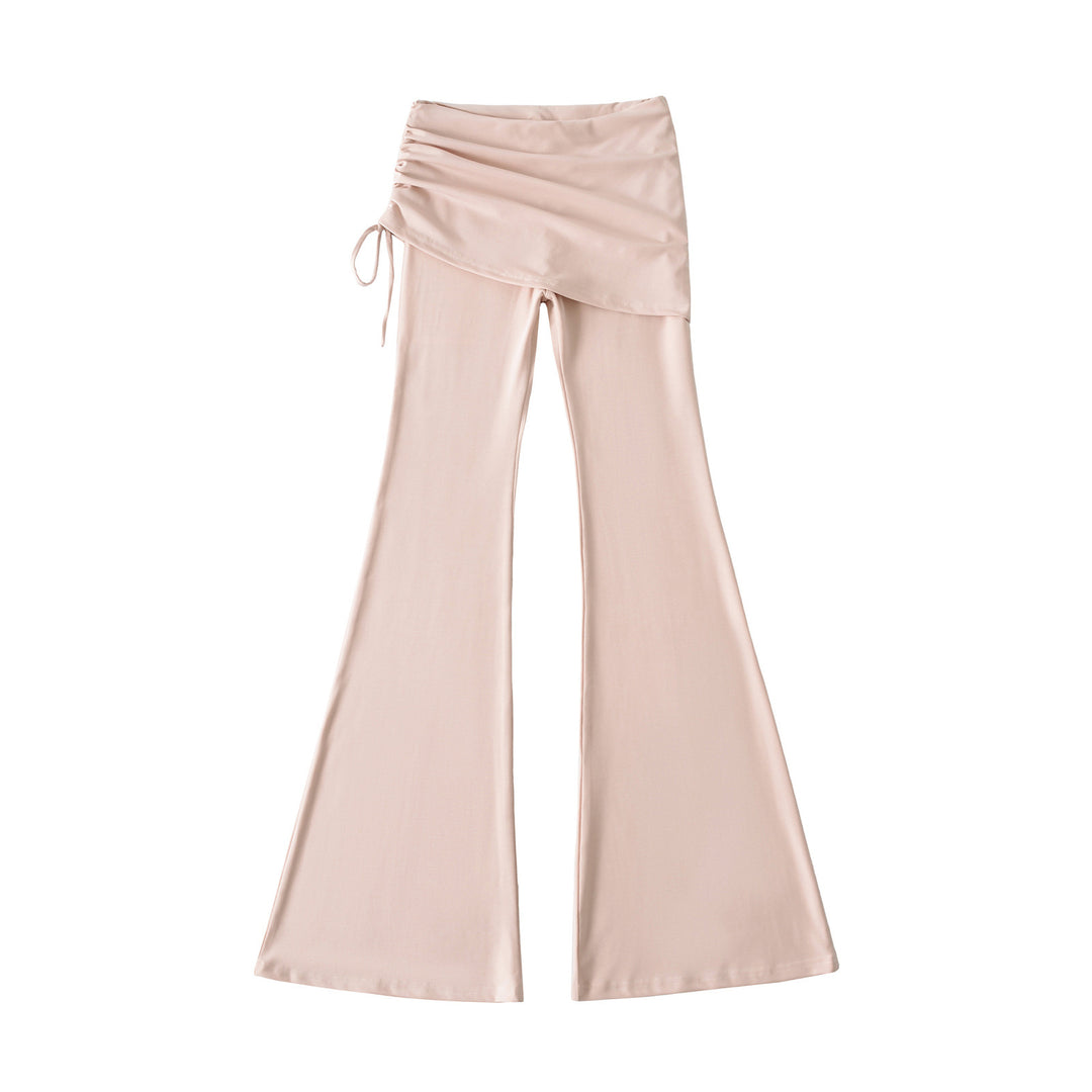 Women’s flared trousers with integrated mini skirt overlay and drawstring Mune Fashion