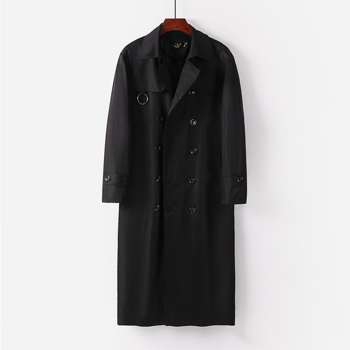 Men's Double-Breasted Lightweight Trench Coat with Waist Belt Mune Fashion