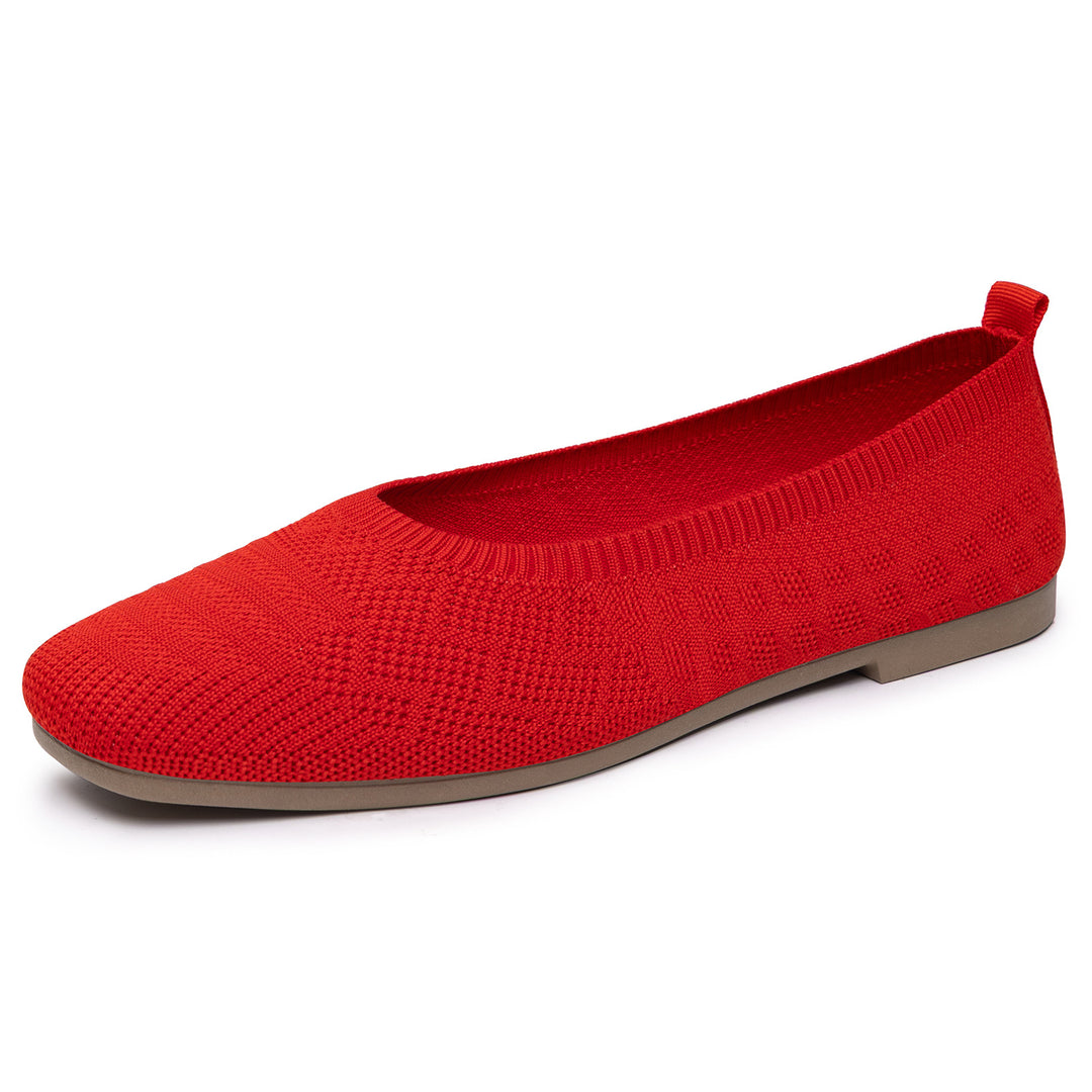Women's knitted ballerina slip-on comfort ballerina with seamless sock entry and flexible lightweight sole Mune Fashion