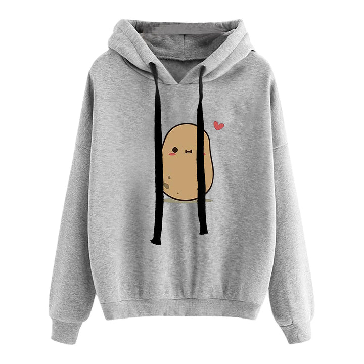 Women's casual oversized hoodie with heart and paw print, drawstring and ribbed cuffs Mune Fashion