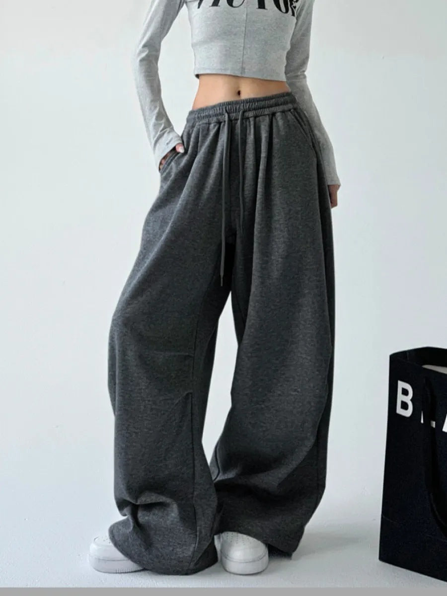 Women's extra-wide high-waist lounge pants with elastic drawstring waistband, drawstring and practical side pockets Mune Fashion