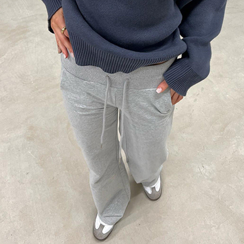 Women’s wide sweatpants with high comfort waistband, drawstring and patch pockets Mune Fashion
