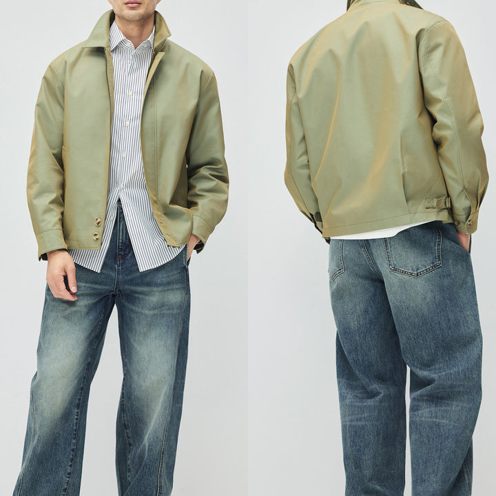 Men's short jacket in modern Harrington style with standing collar and concealed zipper Mune Fashion