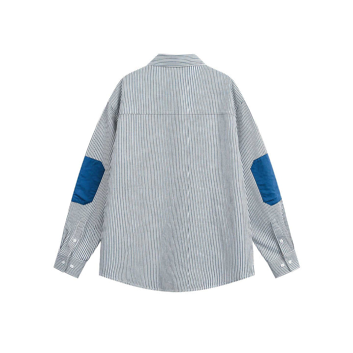 Unisex Oversize Stripe Shirt with Contrasted Chest Pocket and Kent Collar Mune Fashion