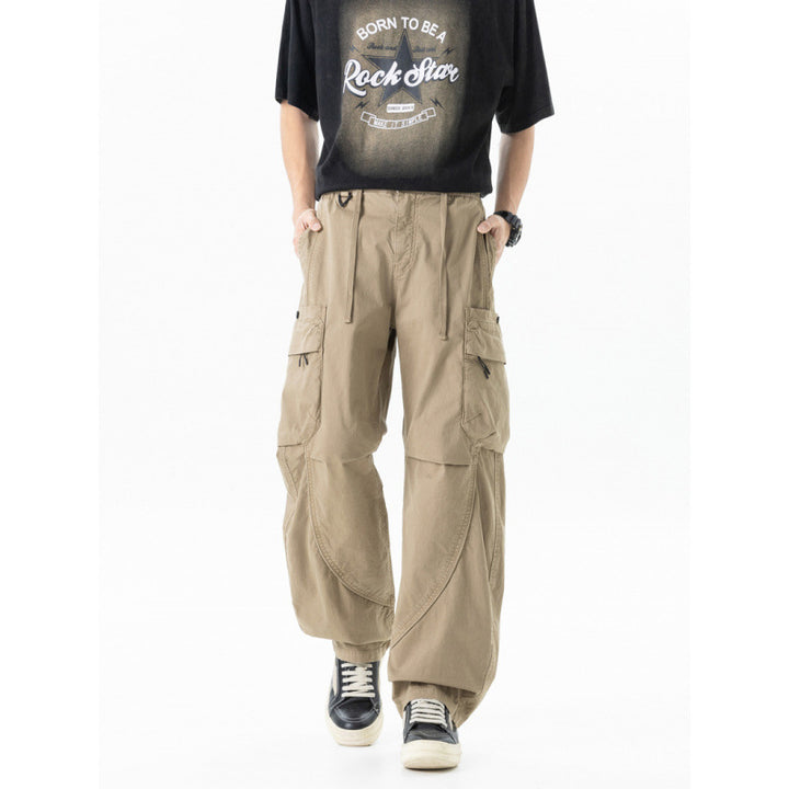 Men's Loose Cargo Pants in Baggy Cut with Utility Pockets and Drawstring Waist Mune Fashion