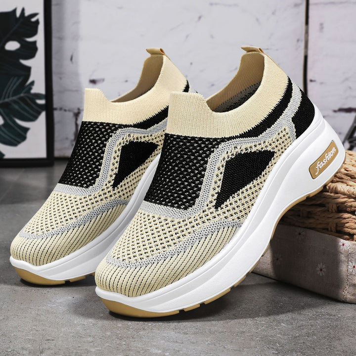 Women nan ultra-lightweight knit slip-on with ergonomic wedge sole and removable comfort insole compartment Mune Fashion