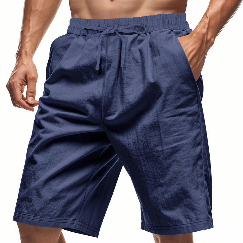 Men's casual bermuda shorts made of cotton blend with elastic waistband, drawstring, and side pockets Mune Fashion