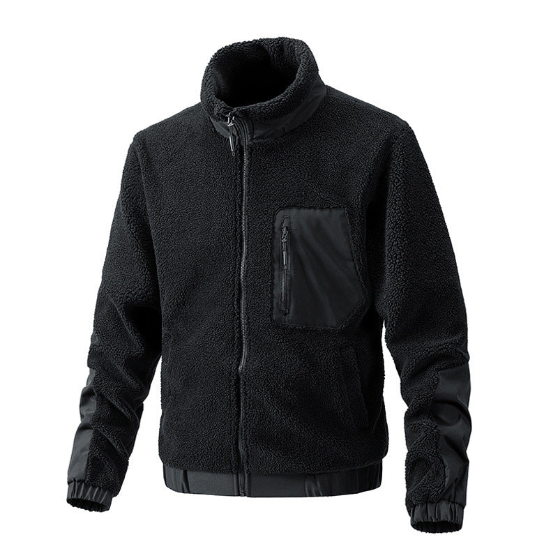 Men's Cozy Fleece Jacket with Stand-up Collar Mune Fashion