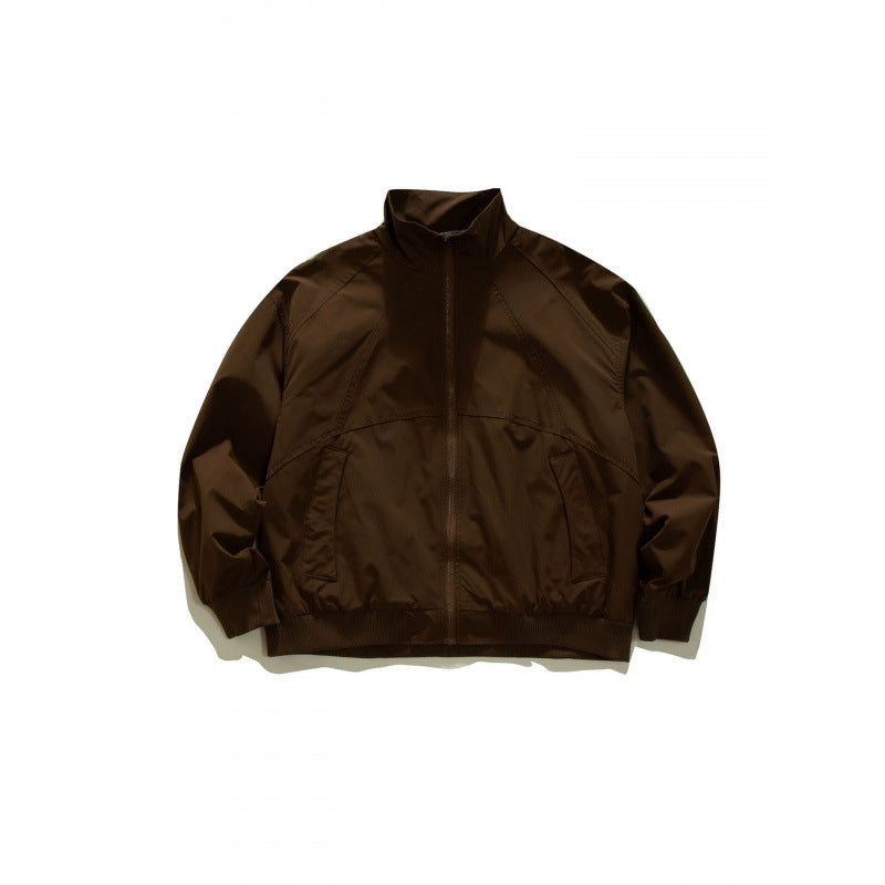 Men's Lightweight Boxy Training Jacket with Stand-Up Collar, Raglan Sleeves and Ribbed Hem Mune Fashion