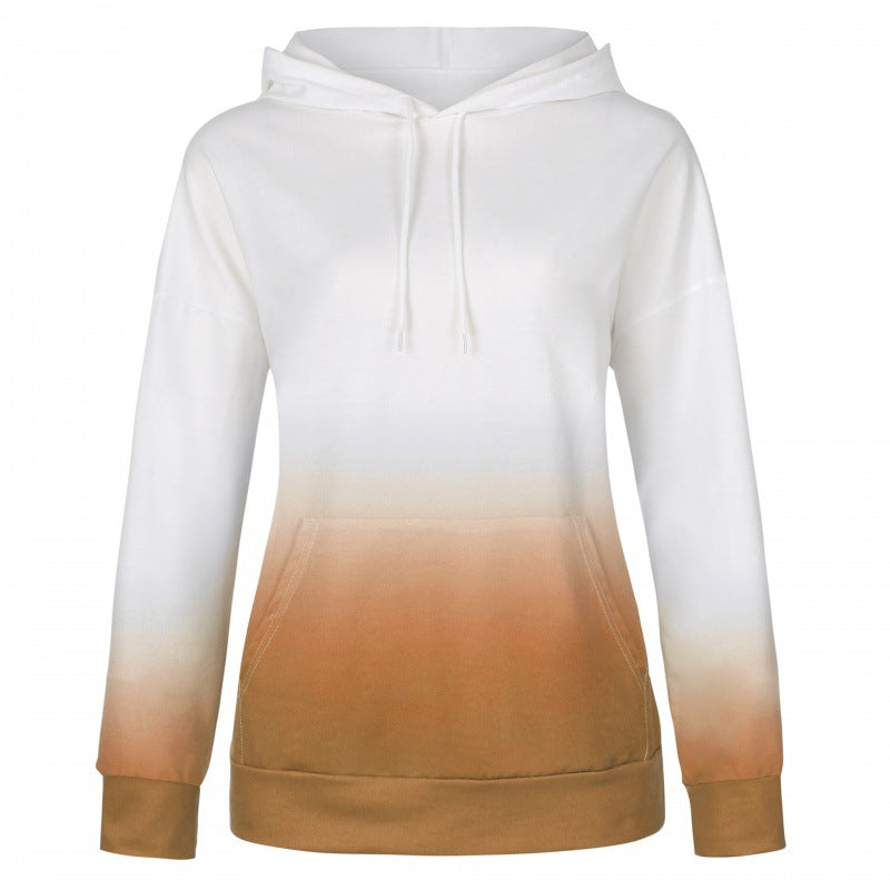 Women Oversized Hoodie with Dip-Dye Gradient and Kangaroo Pocket Mune Fashion