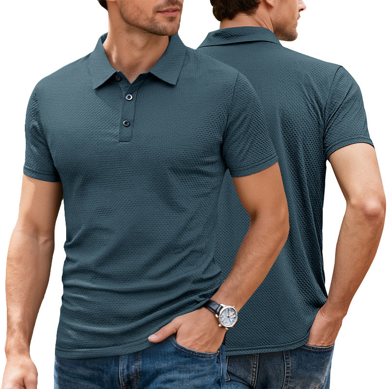 Men's nano structured micro jacquard polo shirt with slim fit and elastic comfort stretch Mune Fashion