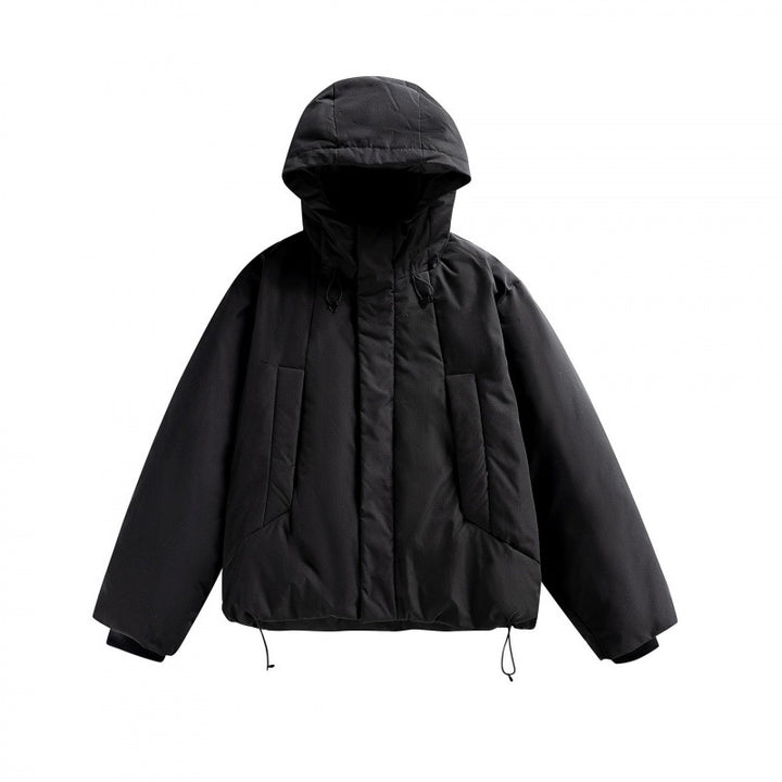 Unisex Short Padded Hooded Transition Jacket in Boxy Cut with High Stand Collar Mune Fashion
