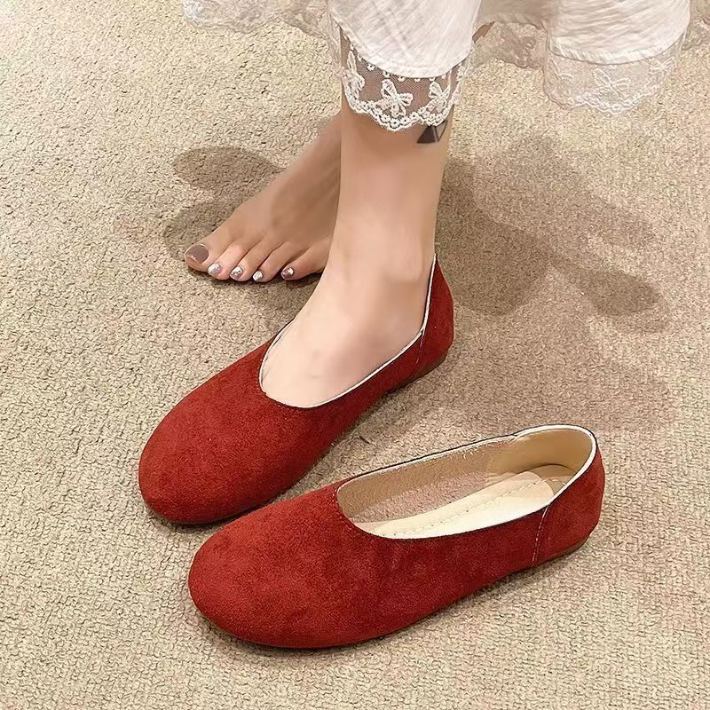 Women's Minimalist Suede Ballerina Slippers with Padded Comfort Footbed Mune Fashion