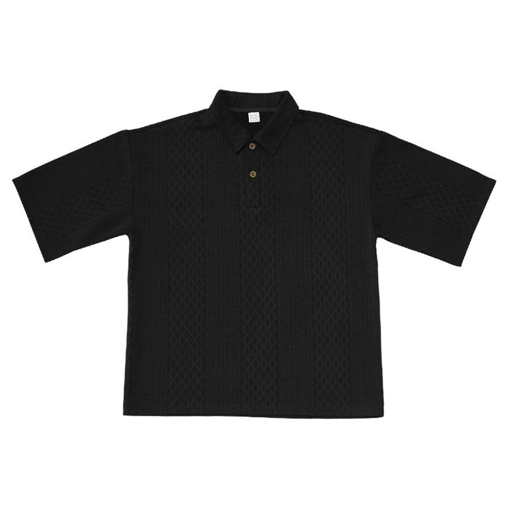 Men's knitted leisure set with polo collar and drawstring jogging pants Mune Fashion