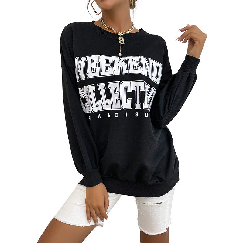 Women's Oversize Sweatshirt with College Print and Raglan Sleeves Mune Fashion
