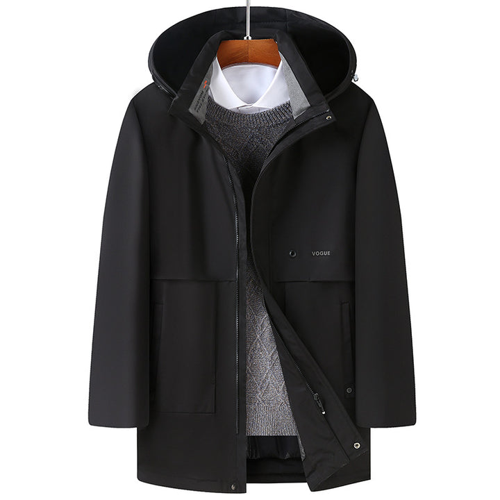Men's Modern Functional Parka with Hood, Water-Repellent Surface and Concealed Zipper Mune Fashion