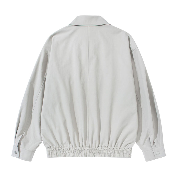 Unisex Short Cut Boxy Blouson Jacket with Shirt Collar, Concealed Zipper and Gathered Hem Mune Fashion