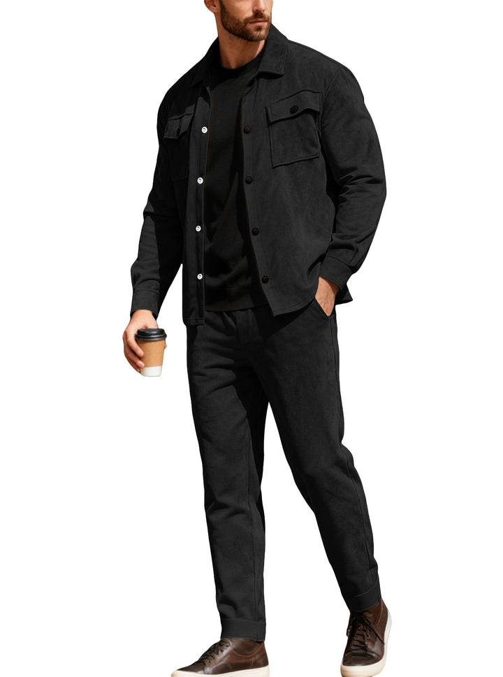 Men's Nan Shirt Jacket with Flap Pockets and Straight Cut Chino Pants Mune Fashion