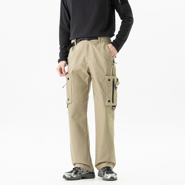 Men's Slim-Tapered Cargo Pants with Zipper Pockets, D-Ring and Comfort Waistband Mune Fashion