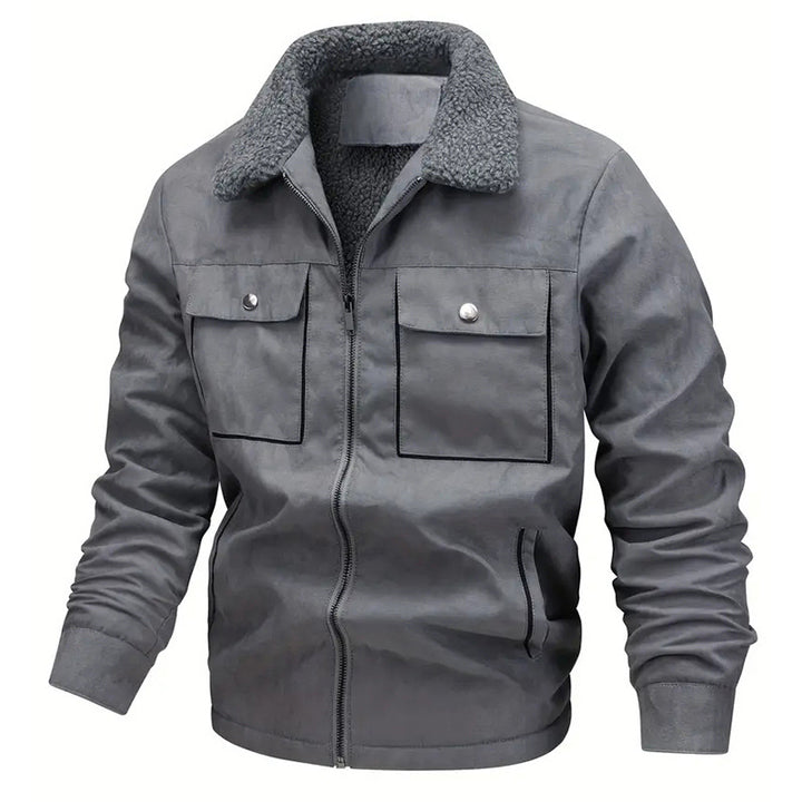 Men's padded pilot jacket with teddy fur lining, chest flaps, and full-length zipper Mune Fashion