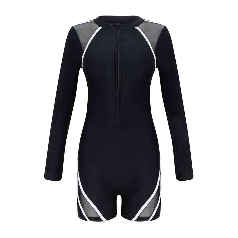 Women's Sporty Long Sleeve Swim Suit with Breathable Mesh Inserts Mune Fashion