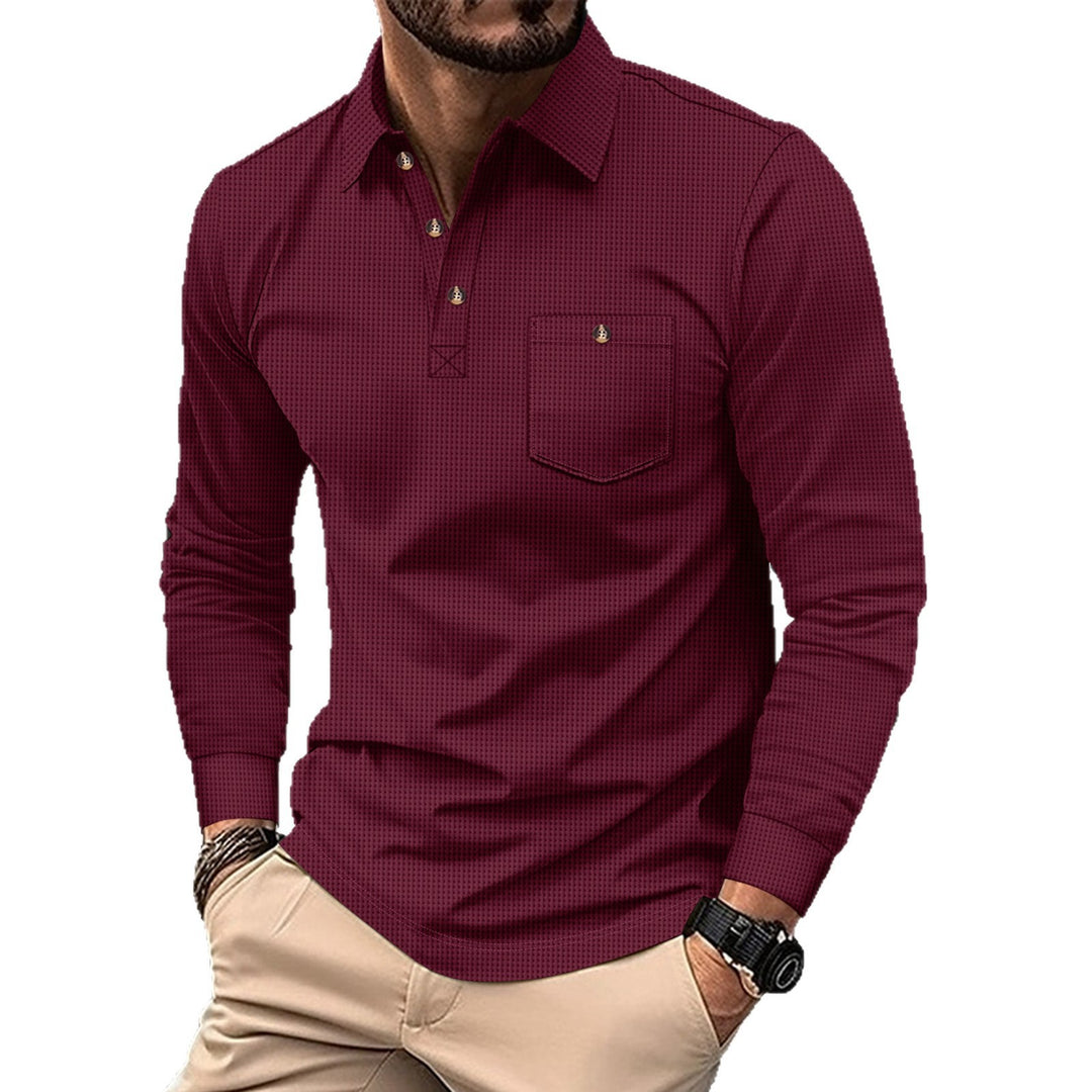 Men's structured long-sleeve polo with chest pocket and shirt collar Mune Fashion
