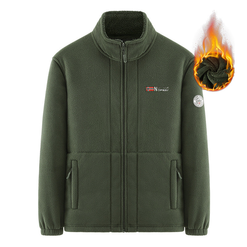 Men's Insulating Zip Fleece Jacket with High Collar and Soft Teddy Lining Mune Fashion