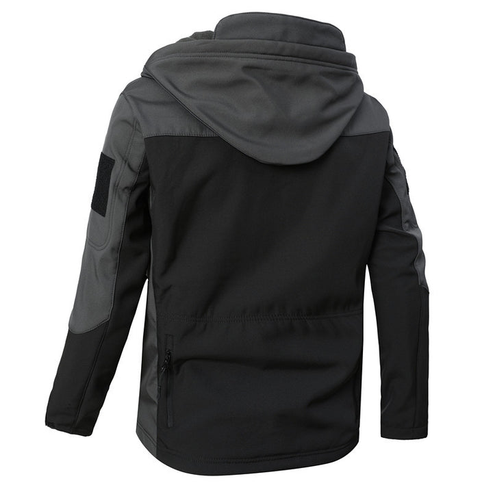 Men's Softshell Tactical Jacket with Hood, Reinforced Sleeves and Multiple Zipper Pockets Mune Fashion