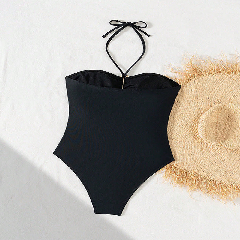 Women's Strapless One-Piece Swimsuit with Fashionable Cut-Outs