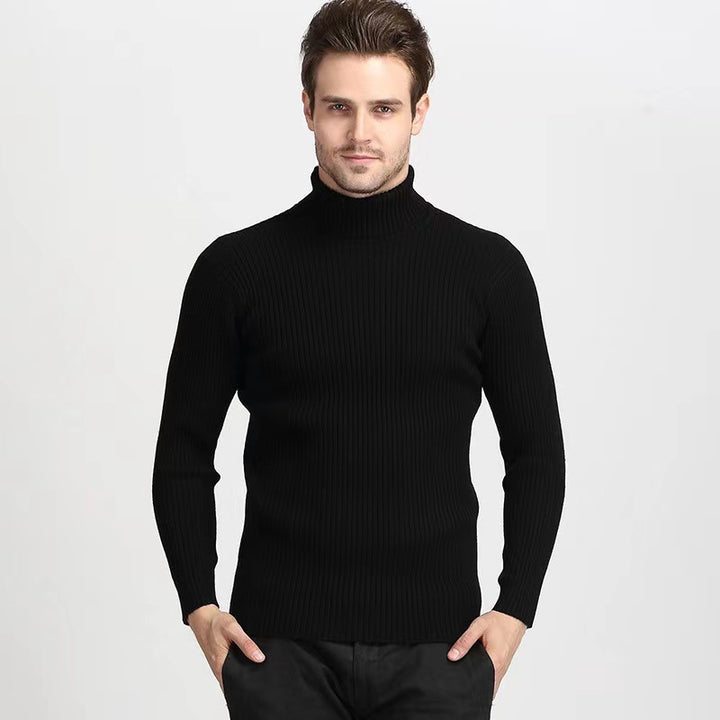 Men's ribbed turtleneck sweater fitted elastic fine knit Mune Fashion
