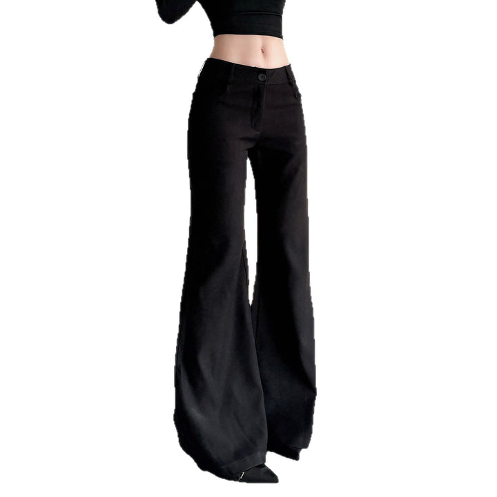 Women Shaping High-Waist Flared Pants with Concealed Zipper and Belt Loops Mune Fashion
