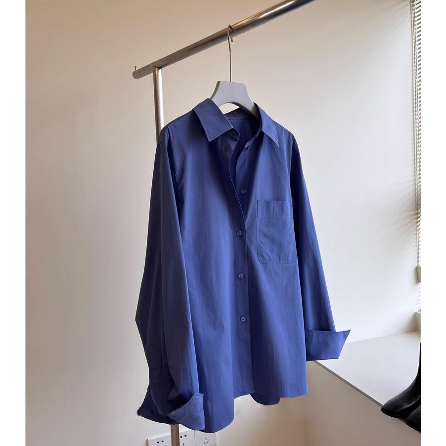 Women Classic Shirt Blouse with Wide Collar Mune Fashion
