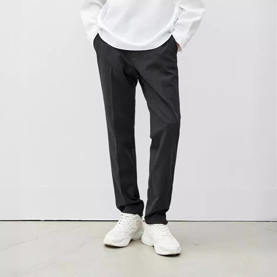 Men's Elegant Straight Cut Suit Trousers with Fold and Straight Leg Mune Fashion