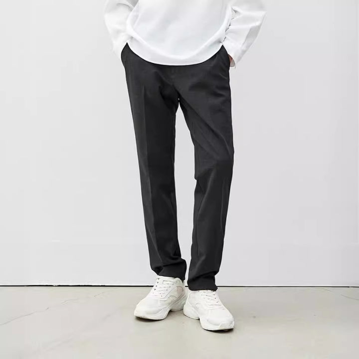 Men's Elegant Straight Cut Suit Trousers with Fold and Straight Leg Mune Fashion