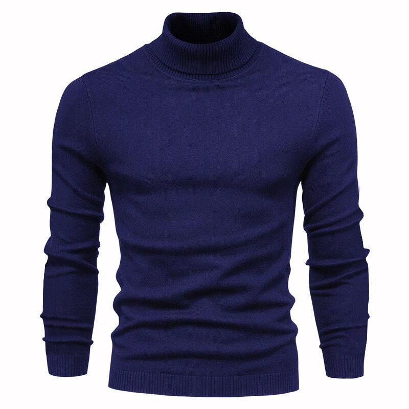 Men's narrow-cut turtleneck sweater made of merino cotton blend with high collar Mune Fashion