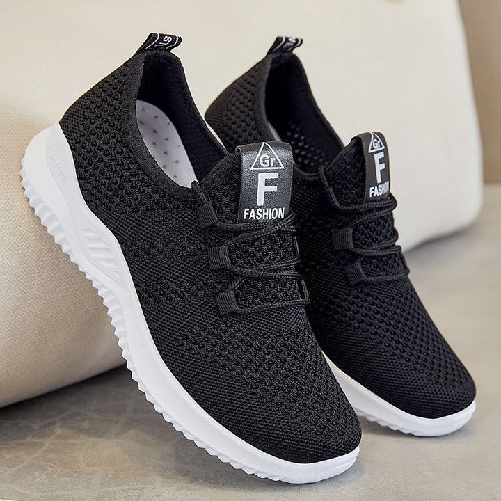 Women's nan ultra-light 3D-knit slip-on sneakers with elastic lacing, pull tab and cushioning EVA midsole Mune Fashion