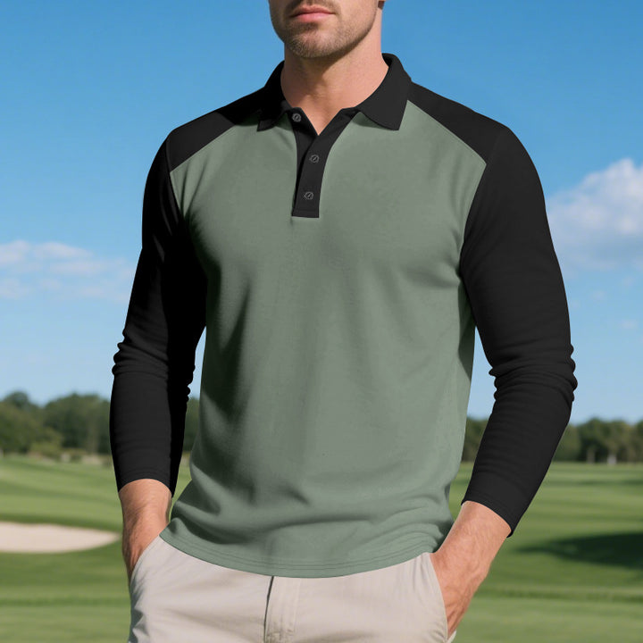 Men's long-sleeved raglan polo made of functional jersey with sporty button placket Mune Fashion