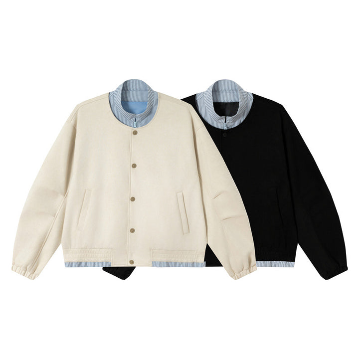 Unisex Short Cropped Boxy Blouson Jacket made of Cotton Blend with Quilted Lining and Stand-Up Collar Mune Fashion
