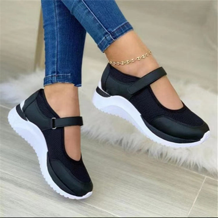 Women Breathable Mary-Jane Sneakers with Velcro Closure and Memory Foam Sole Mune Fashion