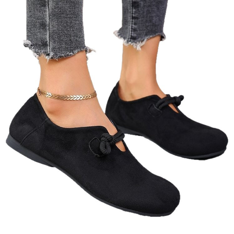 Women's closed cuddly slipper made of velour imitation with decorative cord bow and padded memory footbed Mune Fashion