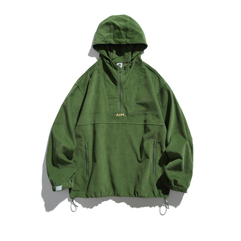 Unisex Oversize Hooded Anorak with Half Zip, Drawstring and Zipper Pockets Mune Fashion